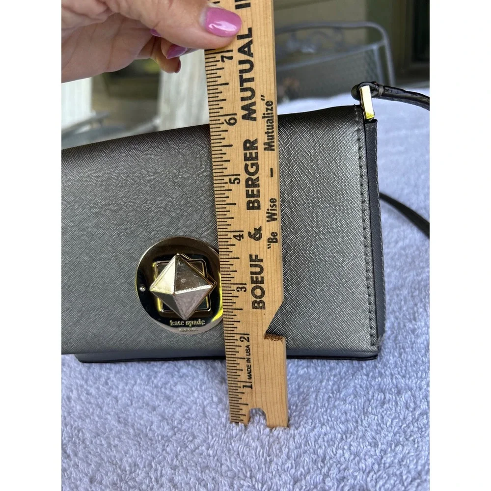 Kate Spade Newbury Lane Sally Crossbody Bag Small Pewter Grey  Saffiano Leather